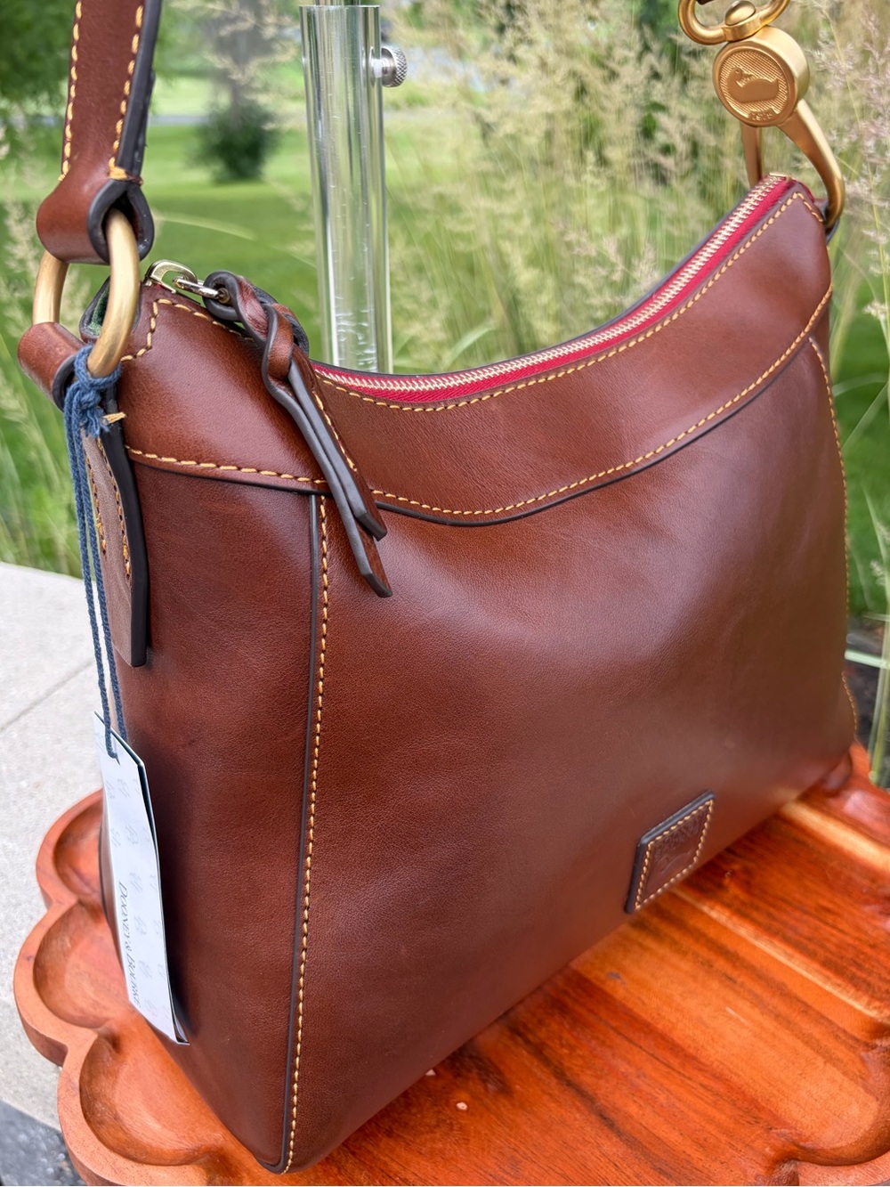 Dooney & Bourke Cassidy Hobo Large Chestnut Brown Florentine Leather NWT - Picture 6 of 17
